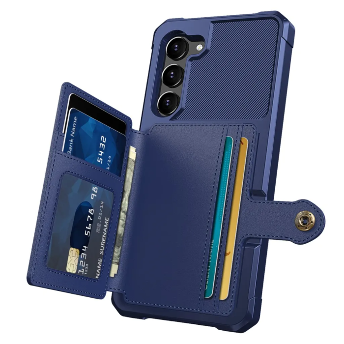 Taltech - Galaxy S23 Plus Mobilskal Korthållare Kickstand - Blå