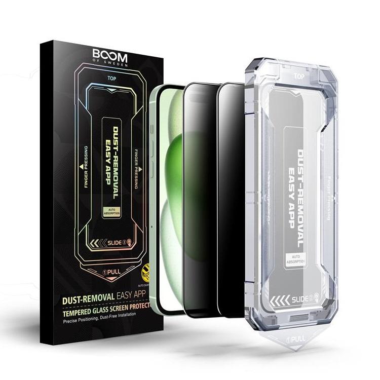 LIVSTIDSGARANTI - BOOM iPhone 15/16 Privacy Härdat Glas Skärmskydd 2st | 5468 | AlltMobil