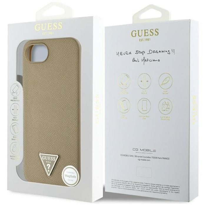 Guess - Guess iPhone 16e Mobilskal MagSafe Grained Triangle - Brun