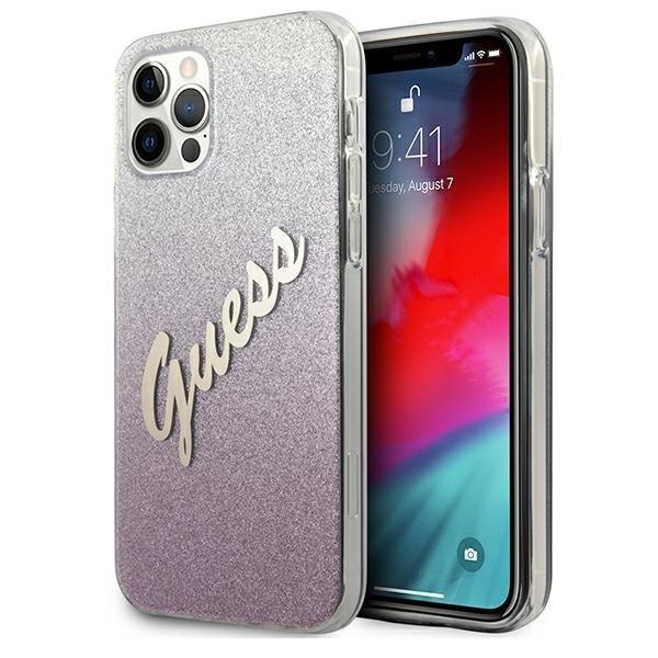 Guess iPhone 12 Pro Max Skal Glitter Gradient Script - Rosa | 2353 | AlltMobil