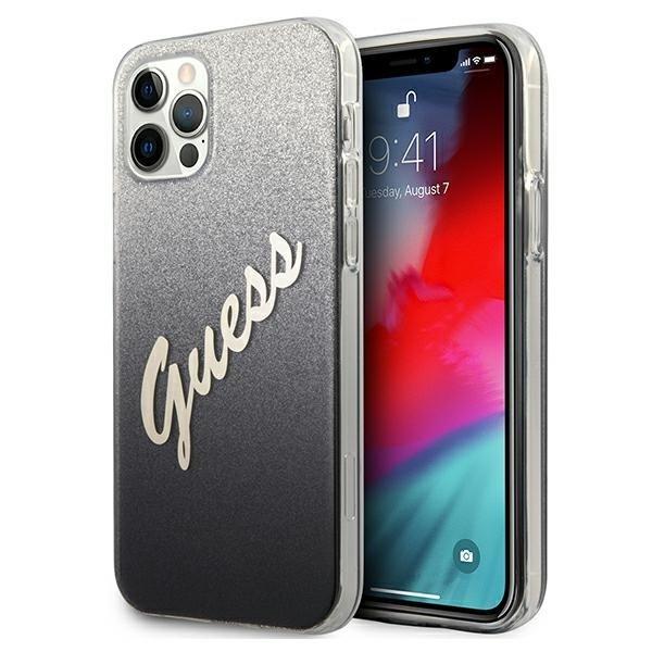 Guess iPhone 12 Pro Max Skal Glitter Gradient Script - Svart | 2353 | AlltMobil