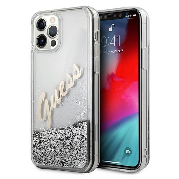 Guess iPhone 12 Pro Max Skal Glitter Vintage Script - Silver | 2353 | AlltMobil