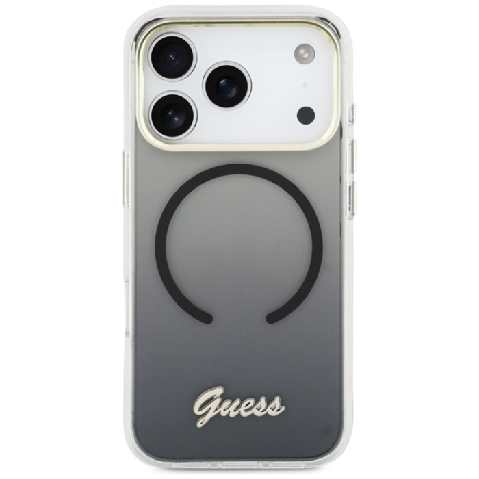 Guess - Guess Mobilskal För iPhone 17 Pro Max MagSafe IML Gradient Script Metal - Svart