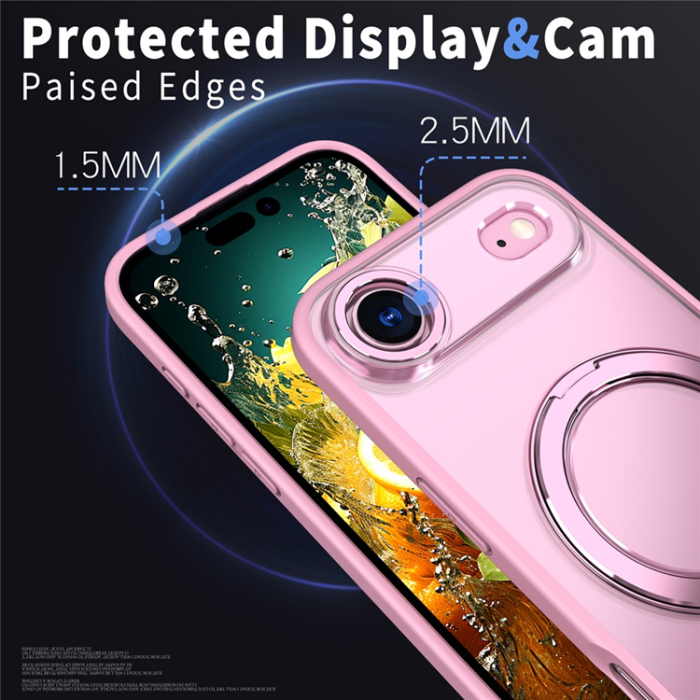 A-One Brand - iPhone Air Mobilskal Ring Kickstand TPU PC Clear - Rosa