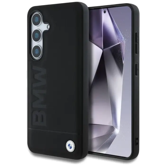 BMW Galaxy S25 läder big wordmark svart premium designerfodral