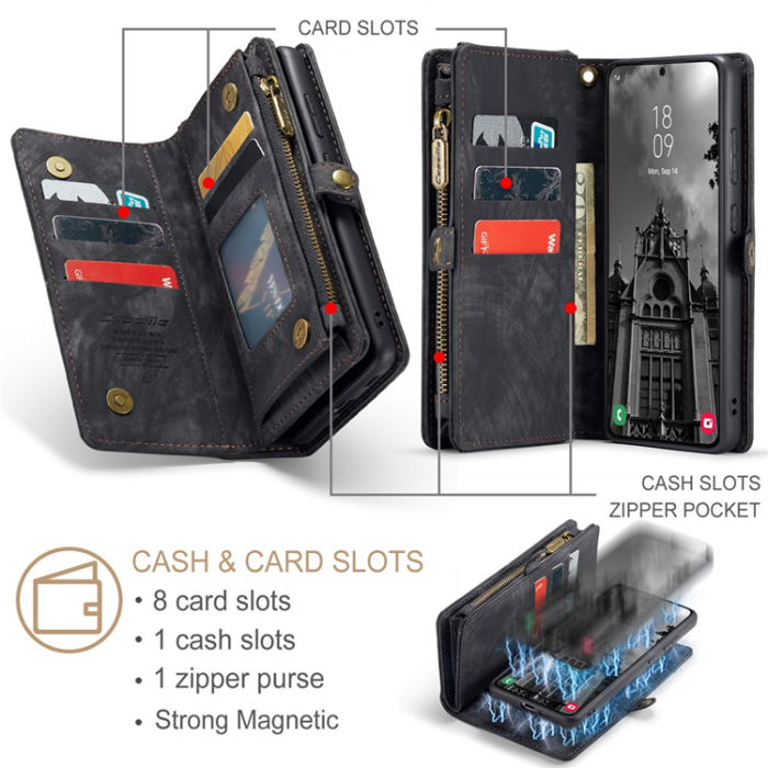 Caseme - CASEME Galaxy S25 Plånboksfodral Med Rem - Svart