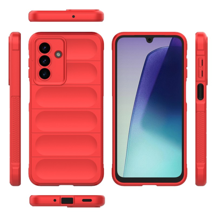 WANLONFENG - WANLONFENG Galaxy A17 Mobilskal med Härdat Glas HD - Röd