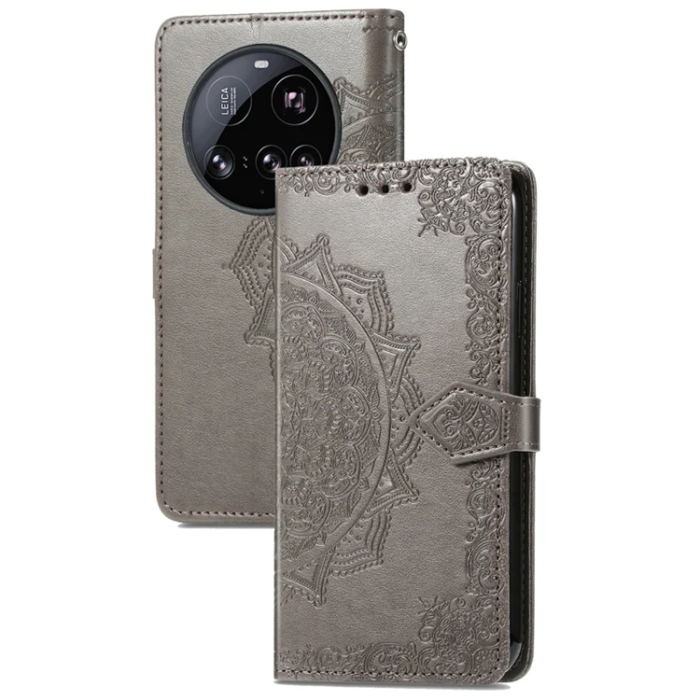 A-One Brand - Xiaomi 15 Ultra Plånboksfodral Mandala Flower Läder - Grå