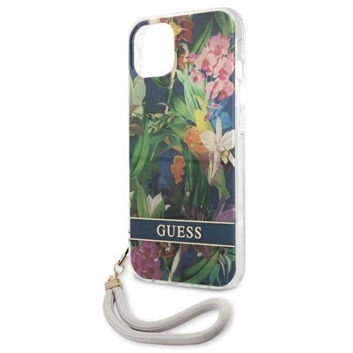 Guess - Guess iPhone 13 mini Skal Flower Strap - Blå