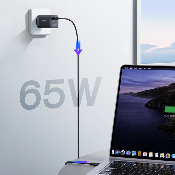 Joyroom - Joyroom Väggladdare GaN 65W USB/2x USB-C - Svart