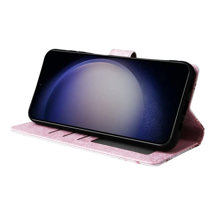 TTUDRCH - Samsung Galaxy S26 Plus Plånboksfodral RFID Skydd Konstläder - Rosablomma
