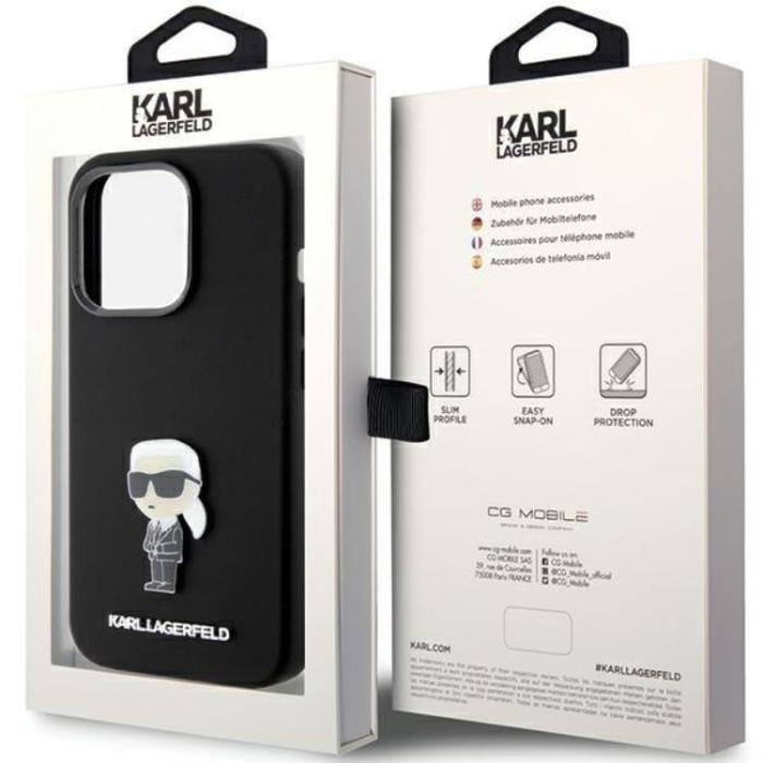 KARL LAGERFELD - KARL LAGERFELD iPhone 15 Pro Mobilskal Ikonik Metal Pin
