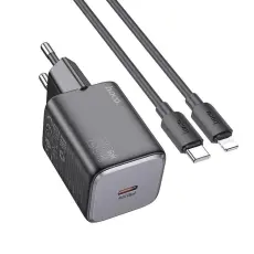 Hoco - Hoco Väggladdare 20W Type C + Kable USB-C till Lightning Kabel 1m - Svart