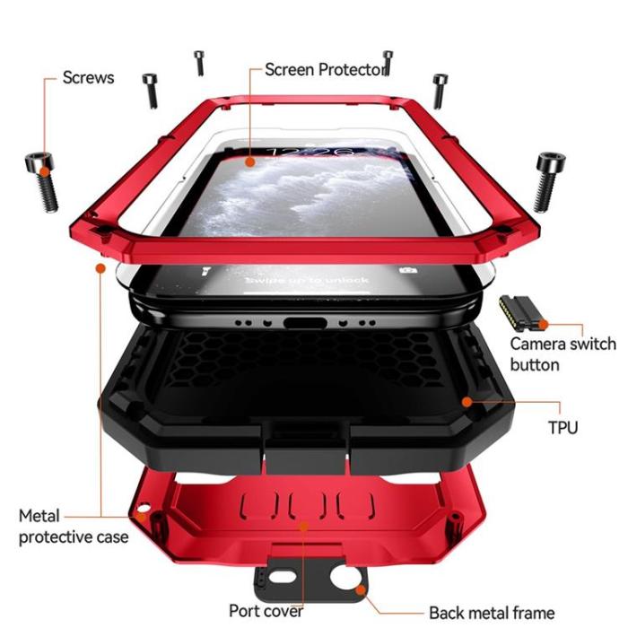 R-JUST - R-JUST iPhone Air Mobilskal Med Härdad Glas - Röd