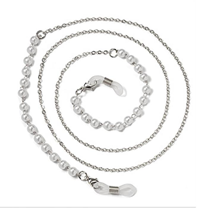 UTGATT1 - Glasögon snöre, Prydnad av metall Beads (Pattern 7) - Silver