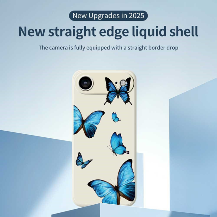 A-One Brand - iPhone Air Mobilskal Blue Butterflies Pattern TPU - Lila