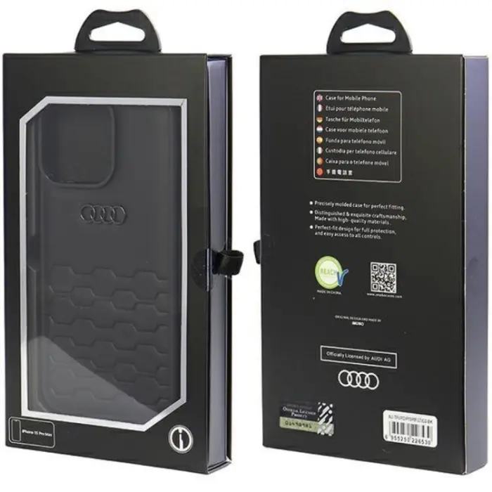 Audi - Audi iPhone 15 Pro Max Mobilskal Syntetiskt Läder - Svart