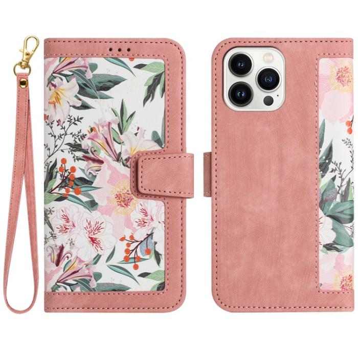 OEM - iPhone 15 Pro Max Plånboksfodral Flower Pattern - Rosa
