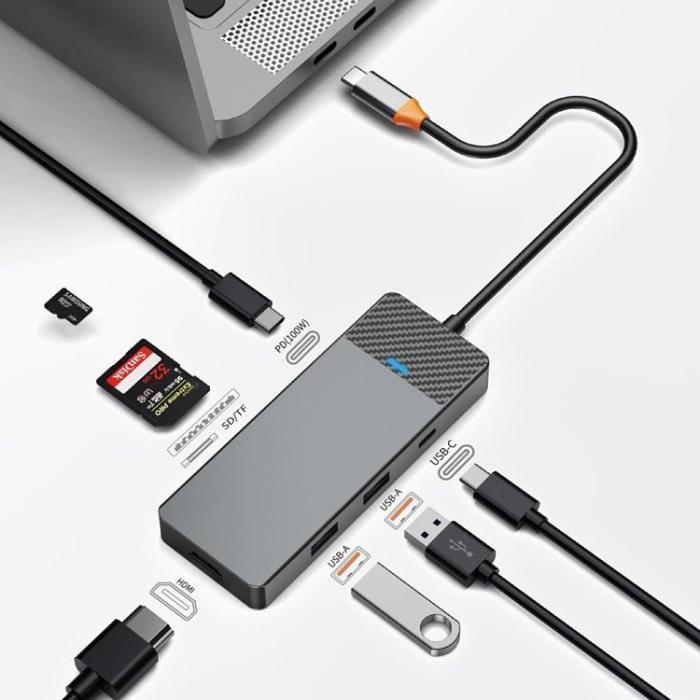 WIWU - WiWU HUB A721HD USB3.1x2+PD(100W)+USB-C(3.1)+ SD/TF(3.0)+HDMI (4K60HZ)