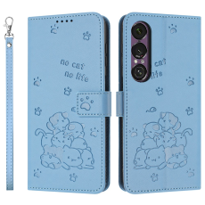 A-One Brand - Sony Xperia 1 VII Plånboksfodral Cats Imprint - Blå