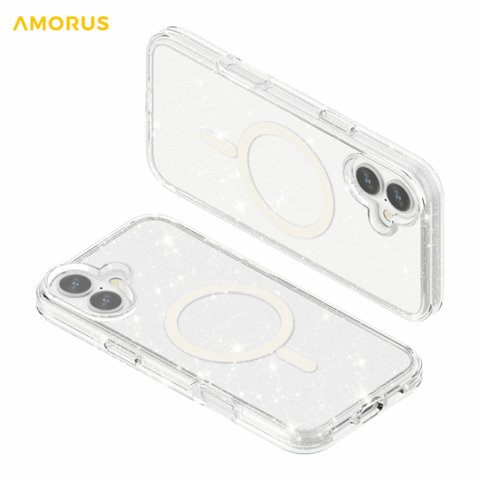 AMORUS - AMORUS Mobilskal till iPhone 17 Magsafe Glitter Powder PC + TPU - Vit