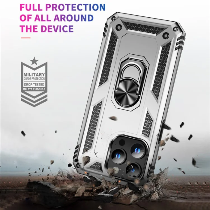 A-One Brand - iPhone 15 Pro Mobilskal med Kickstand - Silver