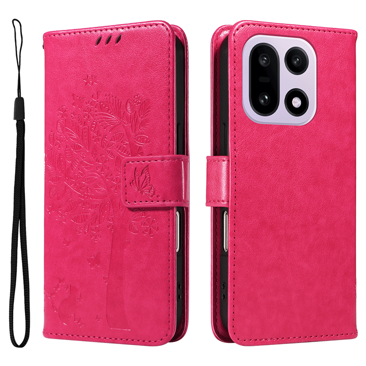 OnePlus 15 5G Plånboksfodral Cat Tree Pattern Konstläder (Rosa) | 2353 | AlltMobil