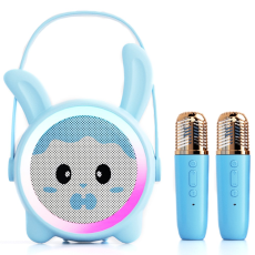 OEM - Tecknad Barnkaraoke Högtalare med 2xMikrofoner Set K12 - Blå kanin