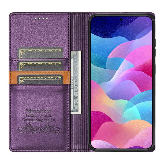 N.BEKUS - N.BEKUS P3 för Samsung Galaxy S26 Konstläder Plånboksfodral RFID-Skydd - Lila
