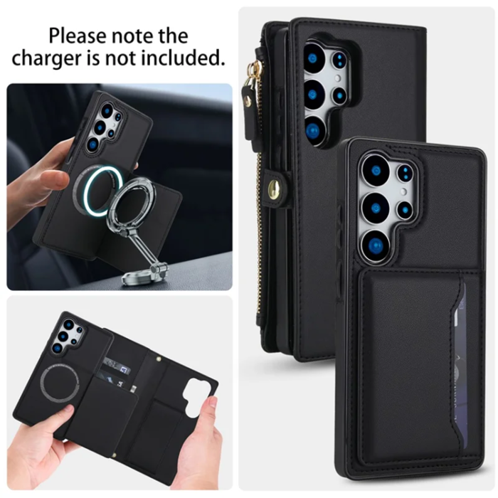 A-One Brand - Galaxy S25 Ultra Plånboksfodral MagSafe Detachable - Svart