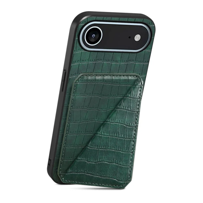 A-One Brand - iPhone 17 Air Mobilskal Korthållare Crocodile Textured - Grön