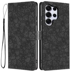 OEM - Samsung Galaxy S26 Ultra Pl&aring;nboksfodral Blomm&ouml;nster Konstl&auml;der St&auml;ll - Svart