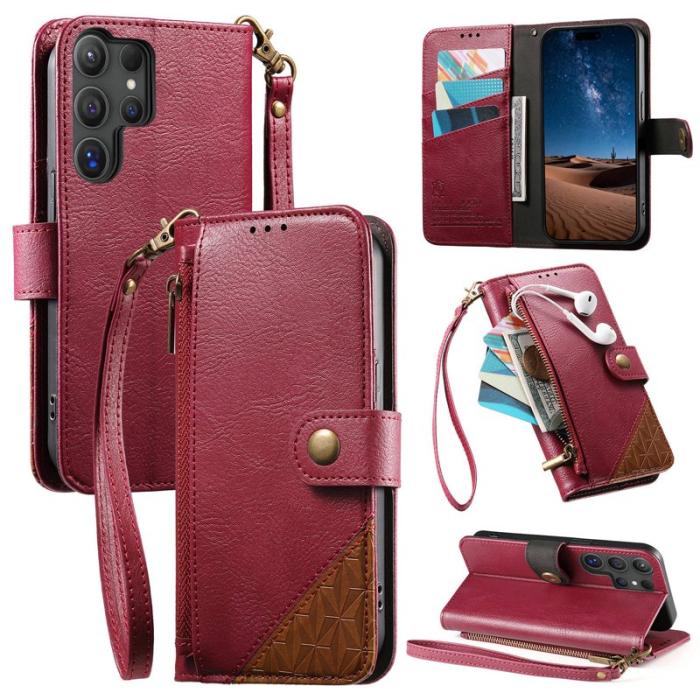 OEM - Mobilfodral för Samsung Galaxy S26 Ultra TPU + Konstläder - Röd