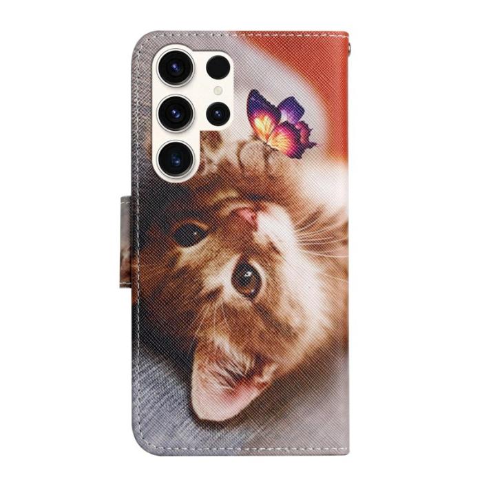 OEM - Mobilfodral för Samsung Galaxy S26 Ultra Konstläder - Fjäril Katt