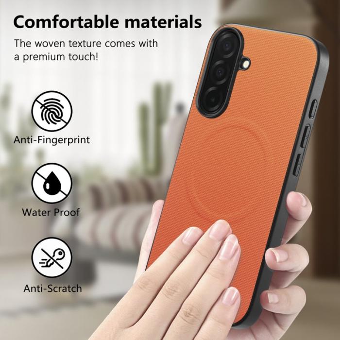 OEM - Mobilskal för Samsung Galaxy S26 Magnetiskt Konstläder + PC + TPU - Orange