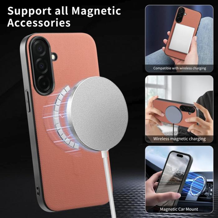 OEM - Mobilskal för Samsung Galaxy S26 Magnetiskt Konstläder + PC + TPU - Rosa