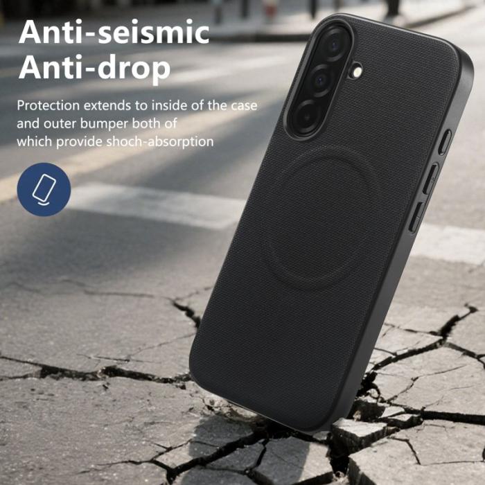 OEM - Mobilskal för Samsung Galaxy S26 Magnetiskt Konstläder + PC + TPU - Svart