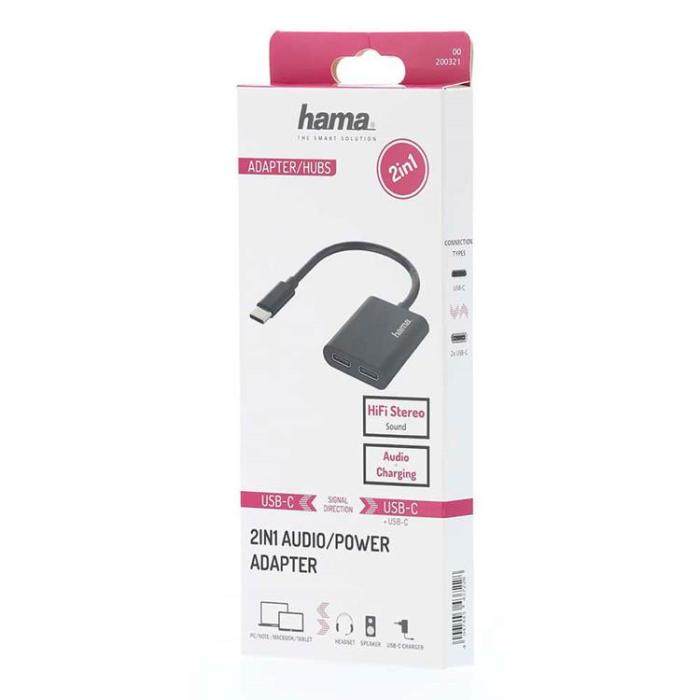 UTGATT - Hama USB-C Ljud / Laddningsadapter 2-i-1
