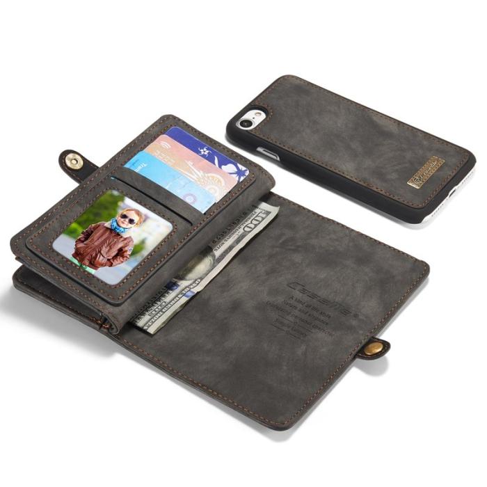 Caseme - CASEME 008 2-i-1 Plånboksfodral Vintage Konstläder iPhone 7/8/SE Grå