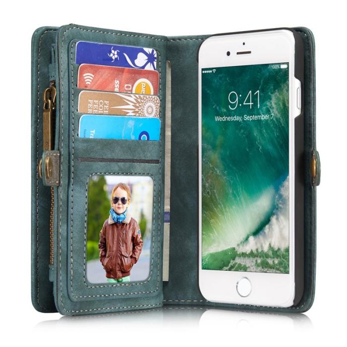 Caseme - CASEME 008 2-in-1 Plånboksfodral i Konstläder för iPhone 7/8 - Blå