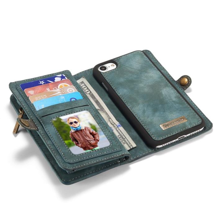 Caseme - CASEME 008 2-in-1 Plånboksfodral i Konstläder för iPhone 7/8 - Blå
