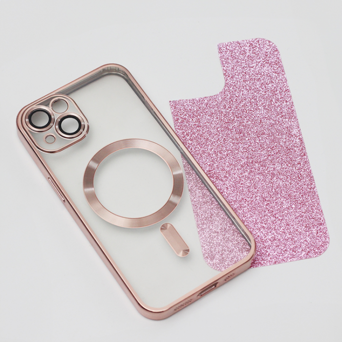 OEM - iPhone 15 Mobilskal MagSafe Glitter Chrome - Rosa