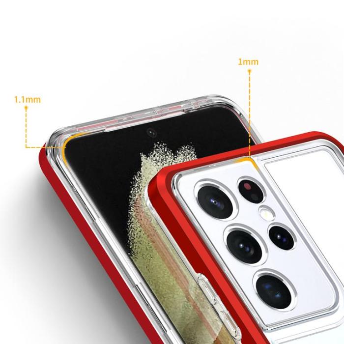 OEM - Galaxy S21 Ultra 5G Skal Clear 3in1 - Röd