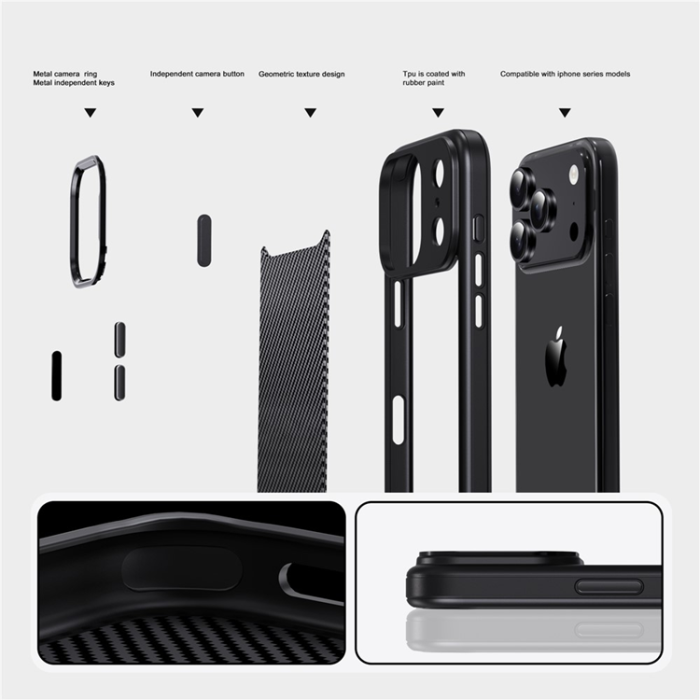 iPaky - IPAKY iPhone 17 Pro Mobilskal Carbon Fiber - Svart