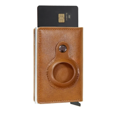A-One Brand - AirTag Korthållare RFID Blocking Mikrofiber Läder - Brun