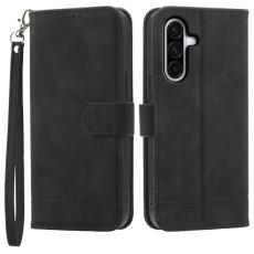 DIERFENG - DIERFENG DF-03 Samsung Galaxy A56 5G Pl&aring;nboksfodral Konstl&auml;der - Svart