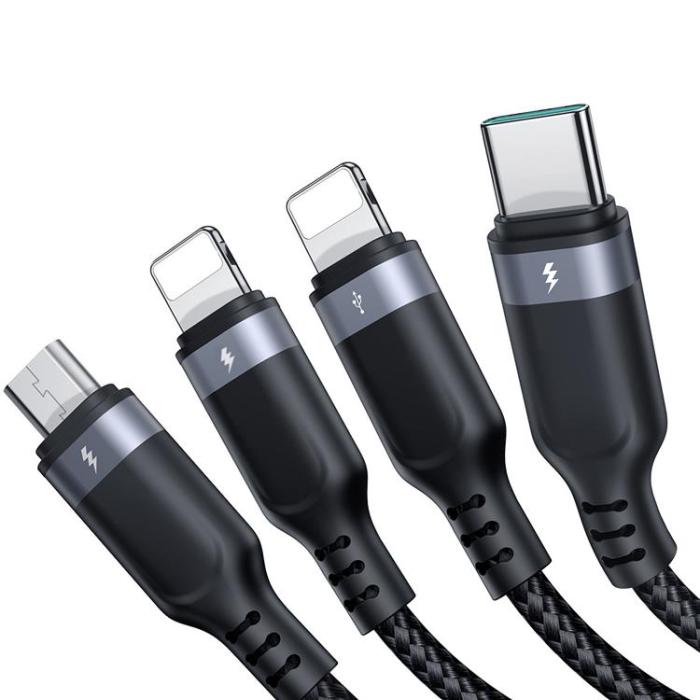 Joyroom - Joyroom 4in1 USB-A till USB-C, Lightning, microUSB kabel 1.2m
