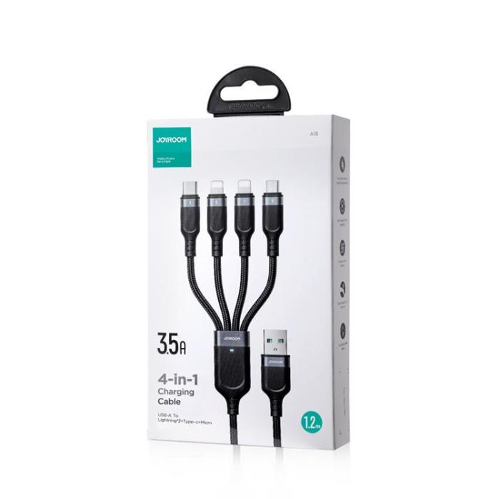 Joyroom - Joyroom 4in1 USB-A till USB-C, Lightning, microUSB kabel 1.2m