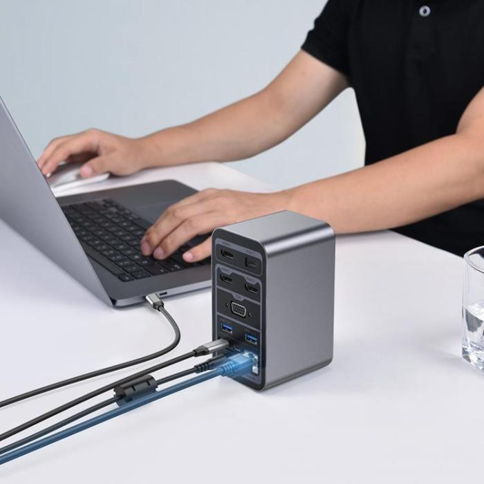 UTGATT5 - Choetech PD 15in1 Multifunktionell HUB Typ-C 100W - Grå