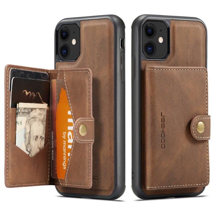 JEEHOOD - JEEHOOD Detachable Konstläder Plånboksfodral iPhone 11 6.1 tum Brun